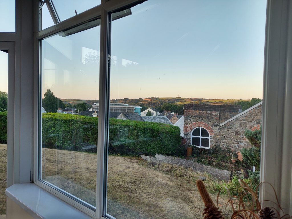There's a little hill from the window of where I'm staying.